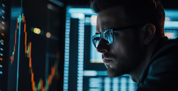 Trader observant graphiques sur platforme Trader AI